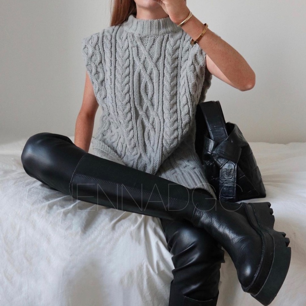 Zara Black Lug Sole Boots NWT - Picture 8 of 16